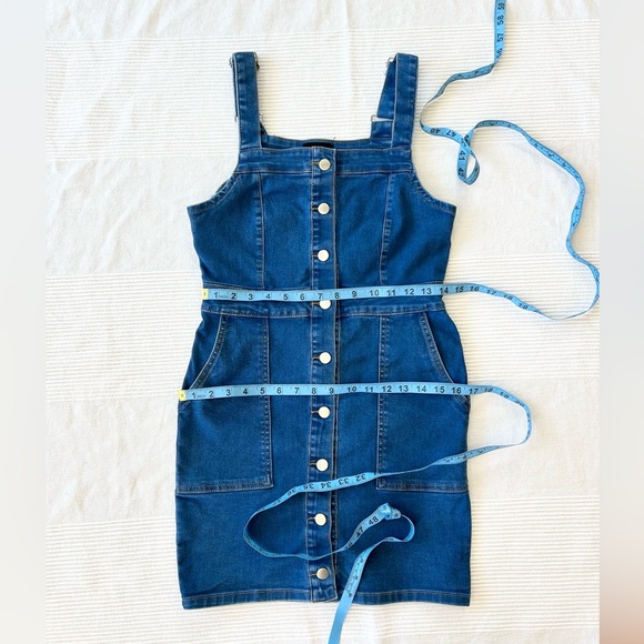 Red Sky Denim Jumper Pinafore Dress - Picture 6 of 8